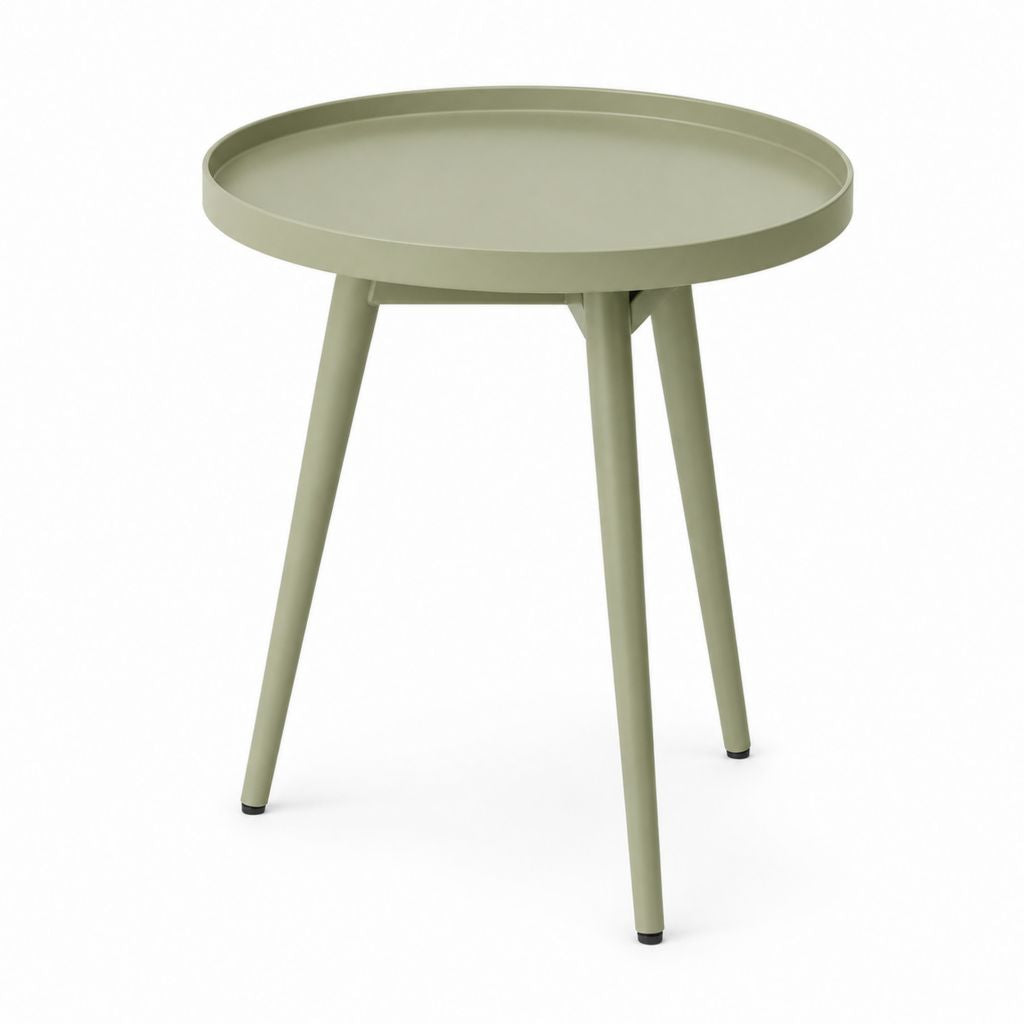 Tavolino laterale rotondo verde in acciaio Ø45 x 53 cm con vassoio rimovibile