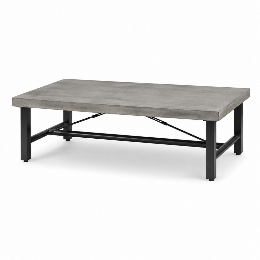 Tavolino da caffè rettangolare grigio e nero in MDF e acciaio 110 x 60 x 45 cm