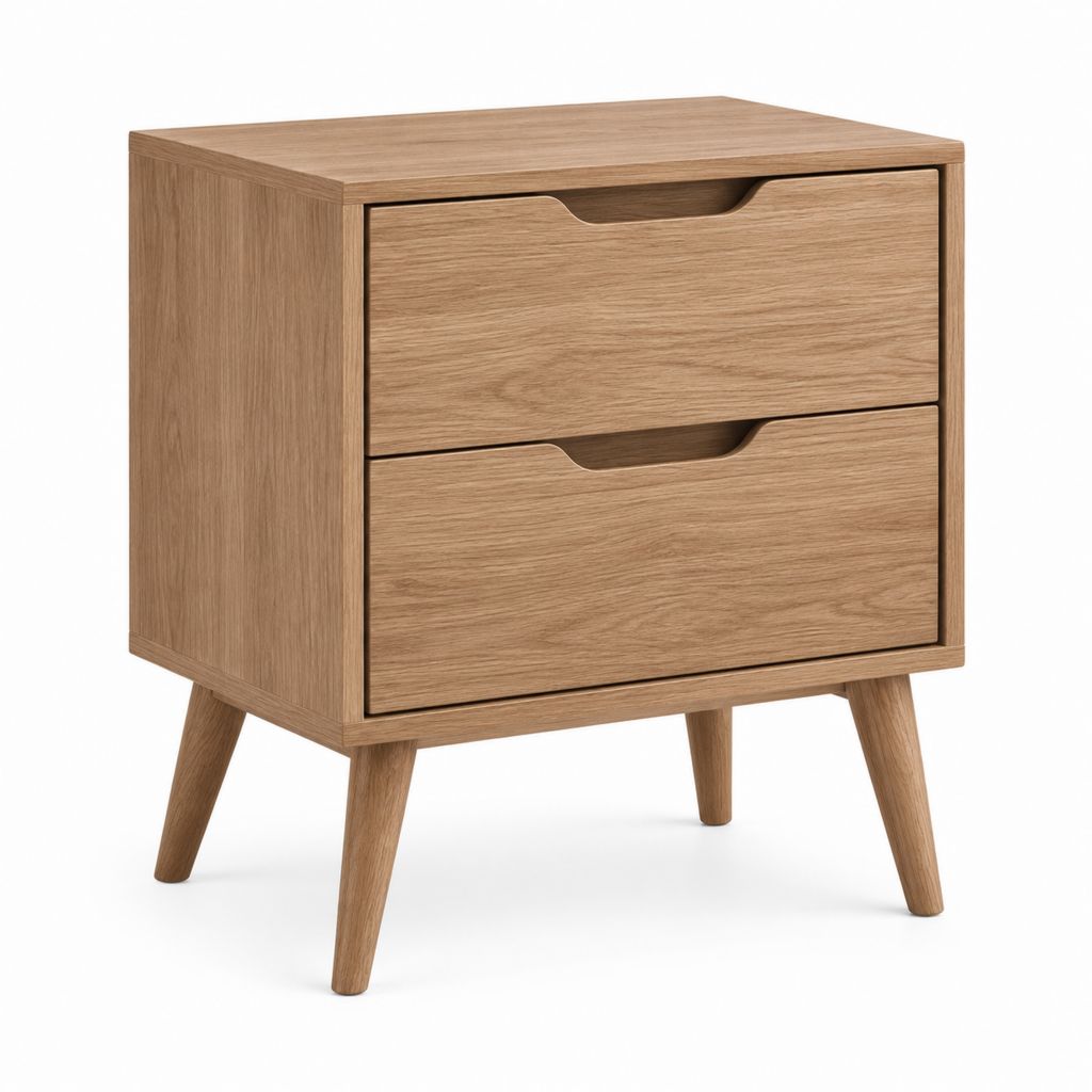 Comodino a 2 cassetti rovere in MDF rettangolare 50 x 40 x 60 cm