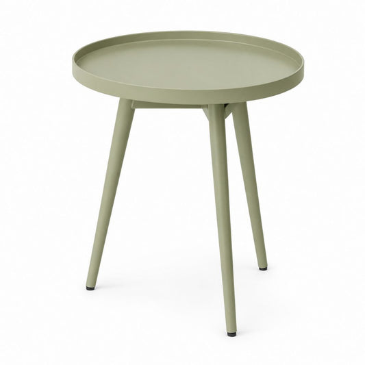 Tavolino laterale rotondo verde in acciaio Ø45 x 53 cm con vassoio rimovibile