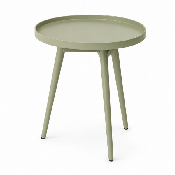 Tavolino laterale rotondo verde in acciaio Ø45 x 53 cm con vassoio rimovibile