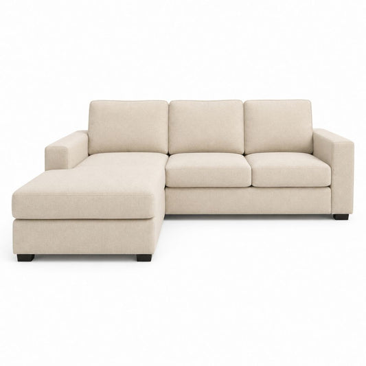Divano angolare con chaise longue beige in poliestere 260 x 160 x 85 cm