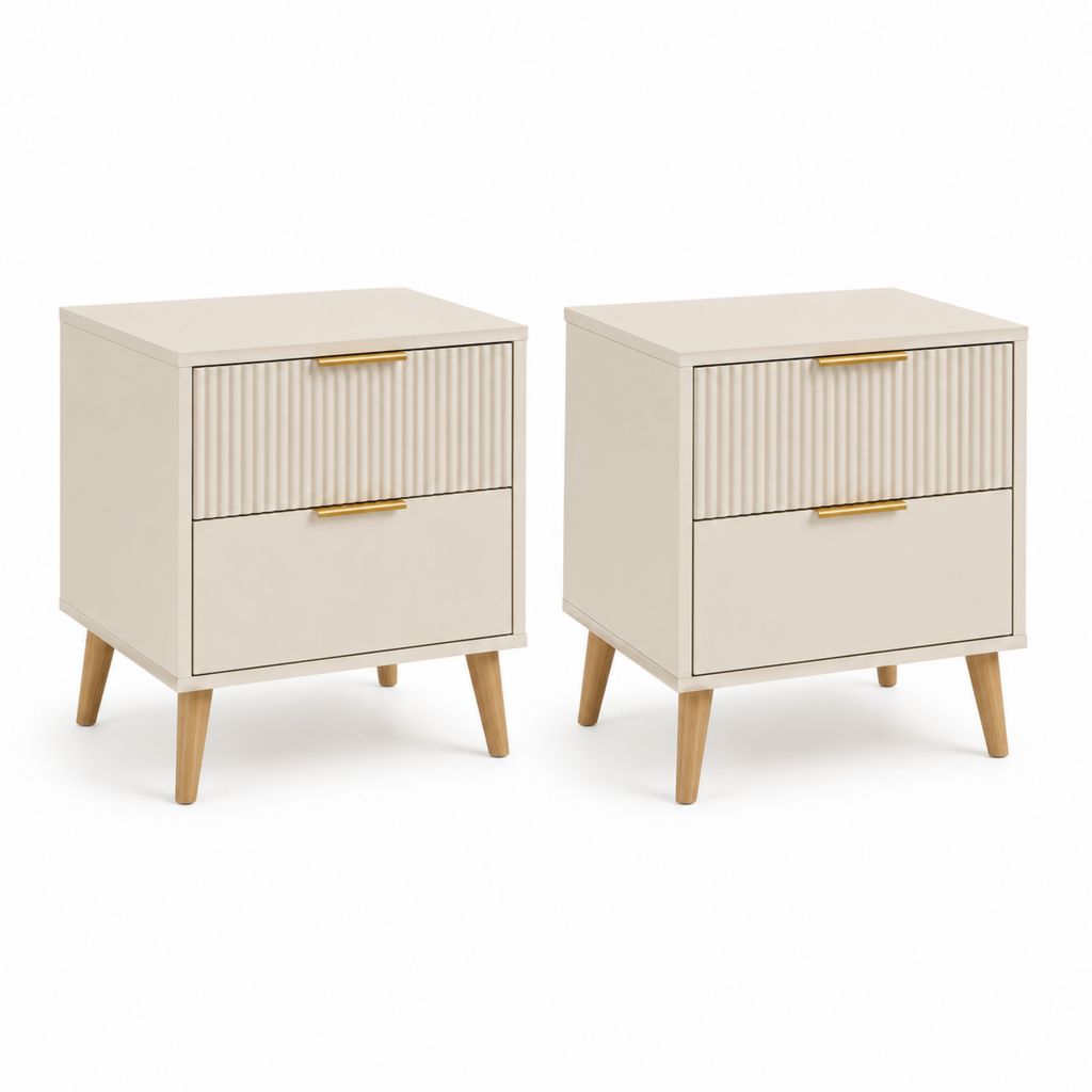 Set di 2 comodini con 2 cassetti beige in MDF 45 x 35 x 60 cm
