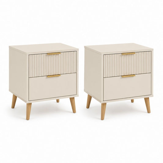 Set di 2 comodini con 2 cassetti beige in MDF 45 x 35 x 60 cm
