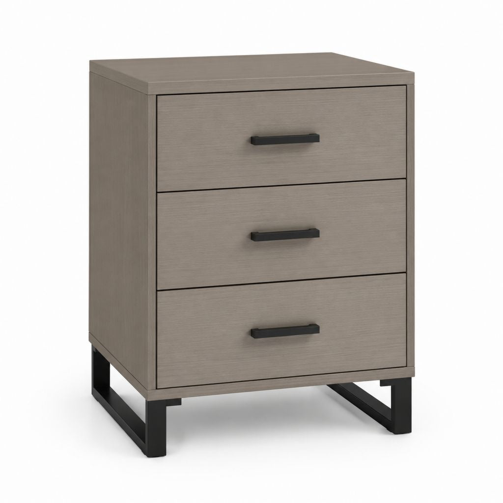 Comodino 3 cassetti grigio in MDF rettangolare 45 x 40 x 65 cm