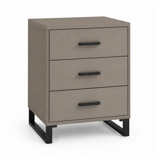 Comodino 3 cassetti grigio in MDF rettangolare 45 x 40 x 65 cm