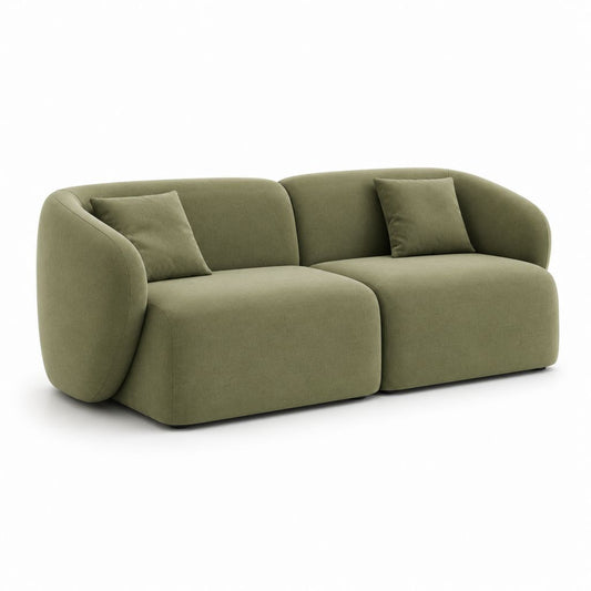 Divano 2 posti verde oliva in velluto di poliestere arrotondato 180 x 95 x 75 cm