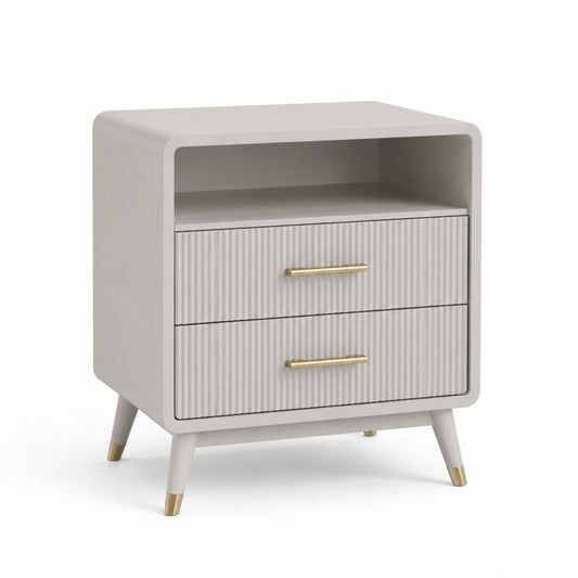 Comodino con 2 cassetti bianco in MDF rettangolare 50 x 40 x 60 cm
