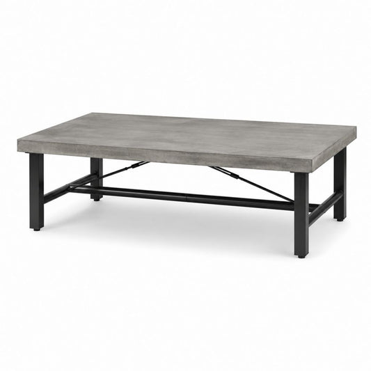 Tavolino da caffè rettangolare grigio e nero in MDF e acciaio 110 x 60 x 45 cm