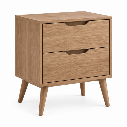 Comodino a 2 cassetti rovere in MDF rettangolare 50 x 40 x 60 cm