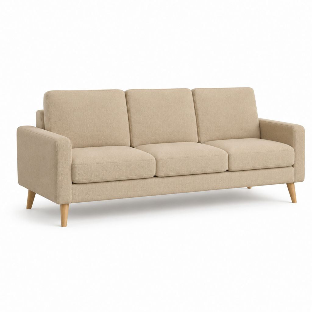 Divano 3 posti beige in poliestere rettangolare 210 x 85 x 85 cm