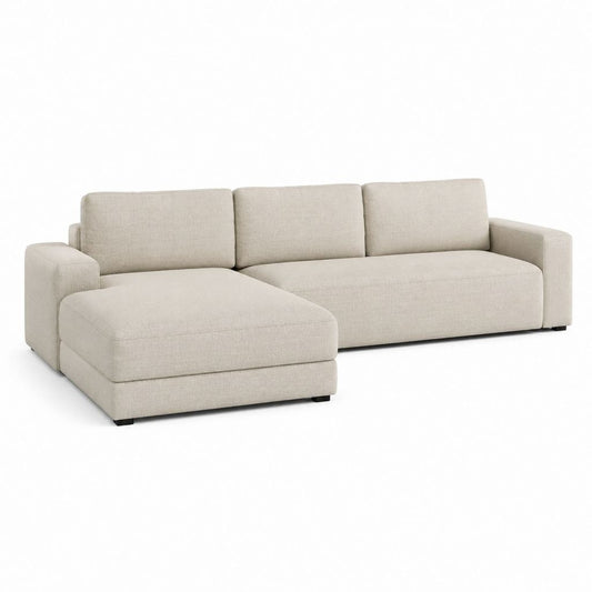 Divano angolare sinistro 3 posti beige in poliestere 290 x 165 x 85 cm
